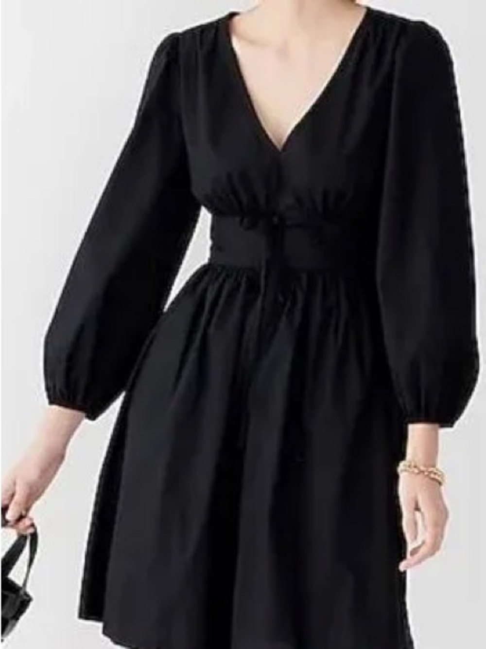 J. Crew Black Cotton Poplin Mini Dress